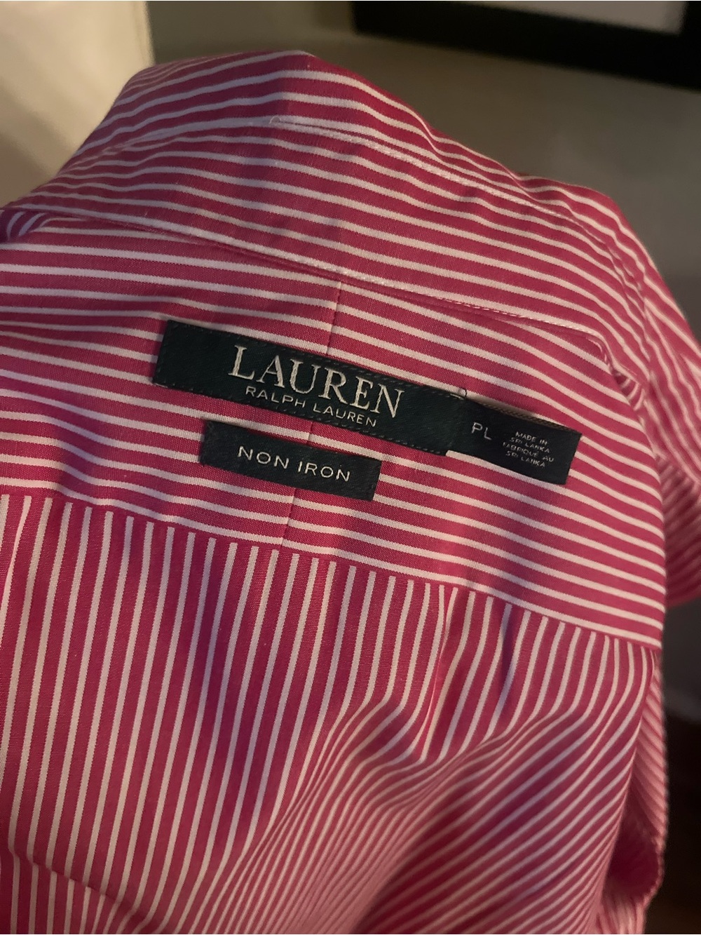 Red and White Striped Ralph Lauren Cotton Button Down - Picture 3 of 5